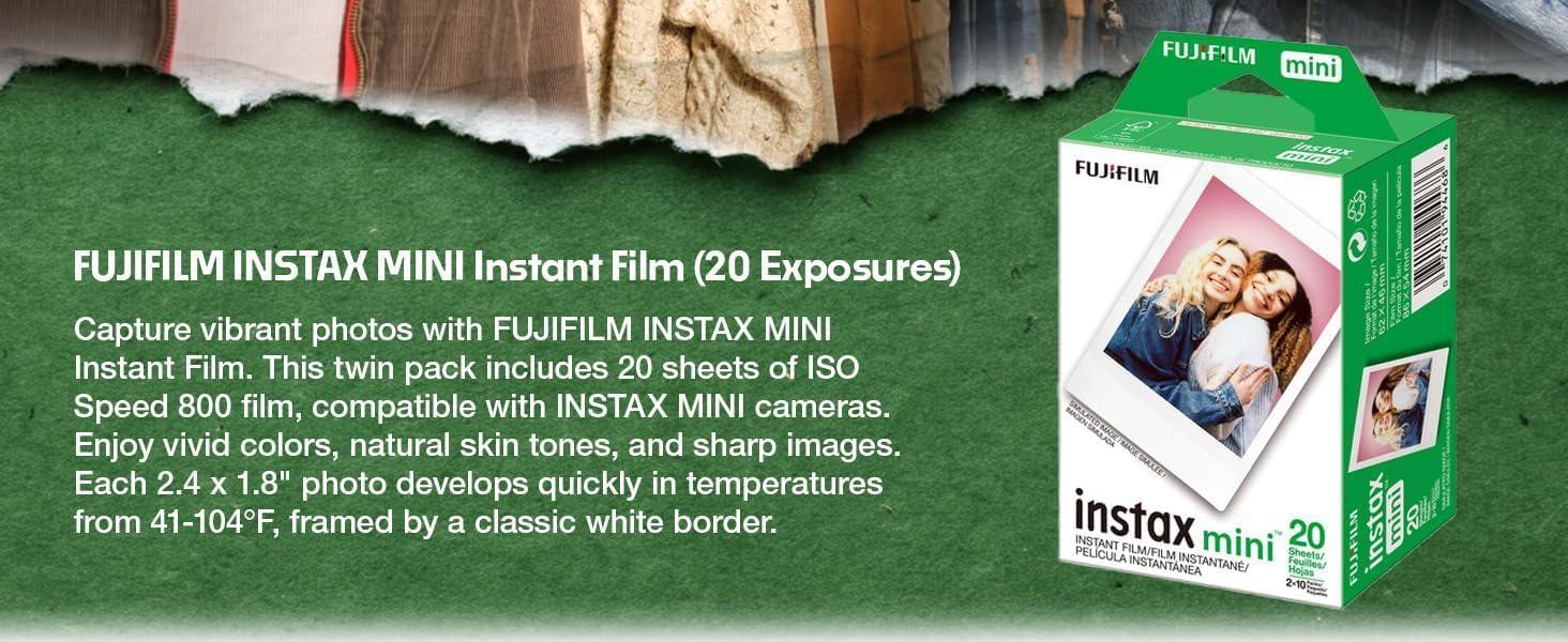 imageFUJIFILM Instax Mini Instant Film Twin Pack White 20 Photos32 GB USB 2 x Twin Pack