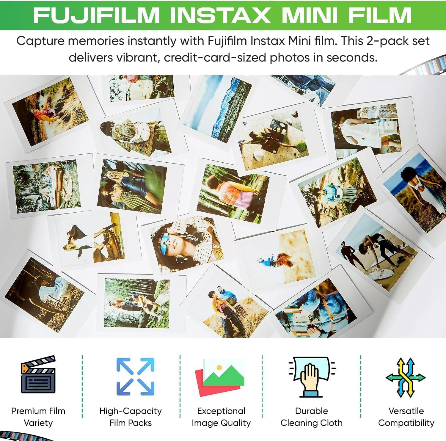 imageFUJIFILM Instax Mini Instant Film Twin Pack White 20 Photos32 GB USB 4 x Twin Pack