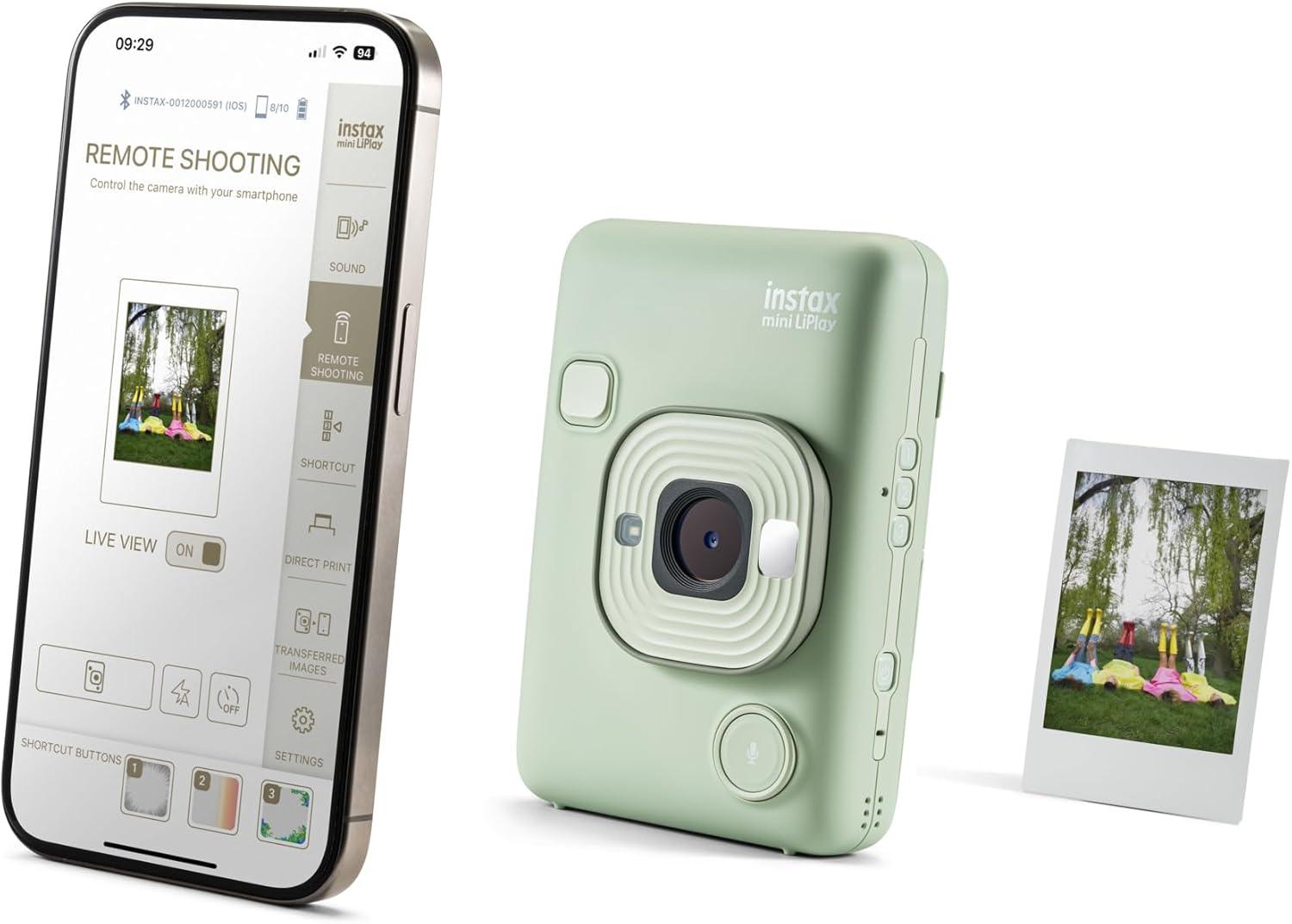 imageFujifilm INSTAX Mini LIPLAY Hybrid Instant Camera Misty WhiteMatcha Green