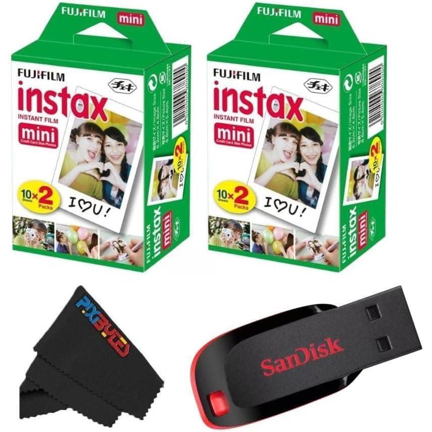 imageFUJIFILM Instax Mini Instant Film Twin Pack White 20 Photos32 GB USB  2 x Twin Pack