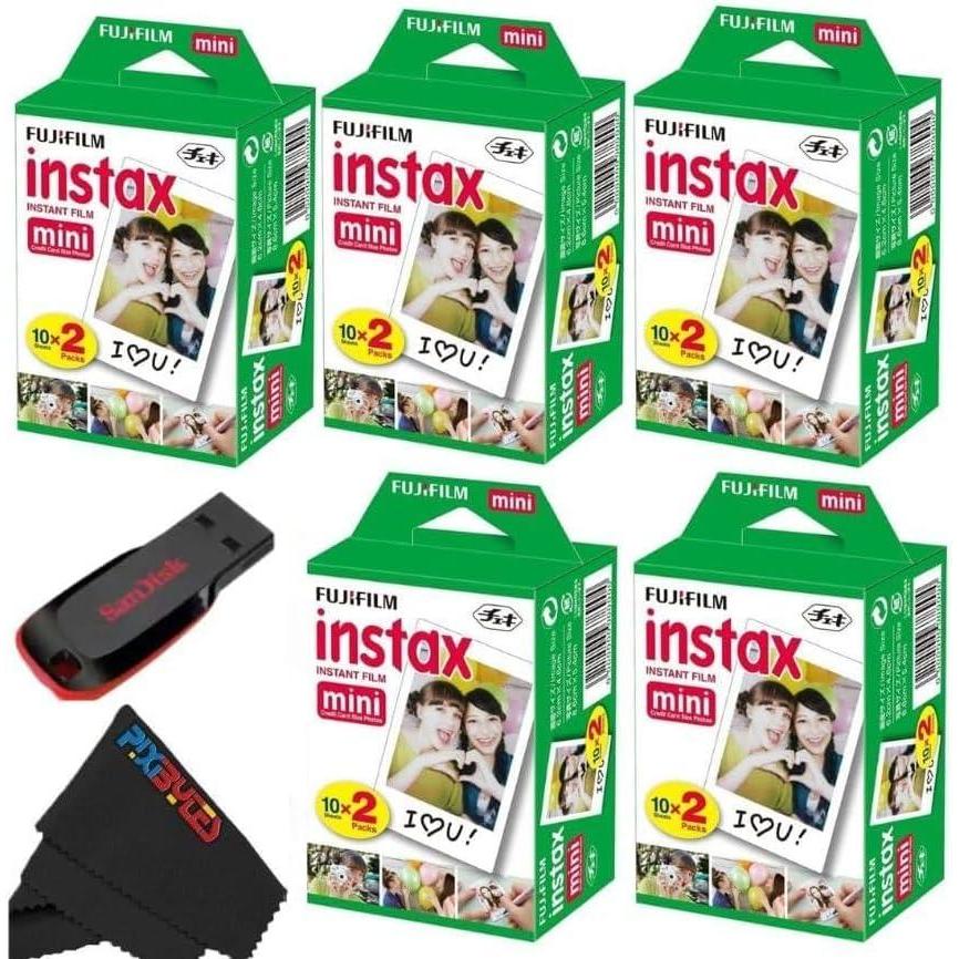 imageFUJIFILM Instax Mini Instant Film Twin Pack White 20 Photos32 GB USB  5 x Twin Pack