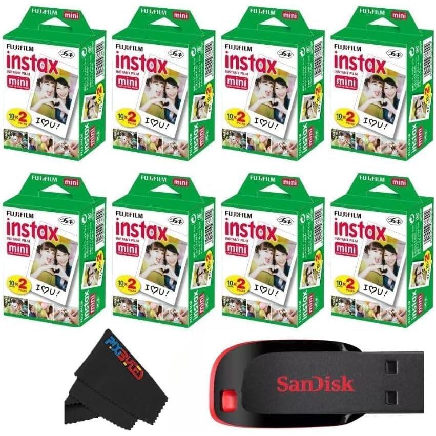 imageFUJIFILM Instax Mini Instant Film Twin Pack White 20 Photos32 GB USB  8 x Twin Pack