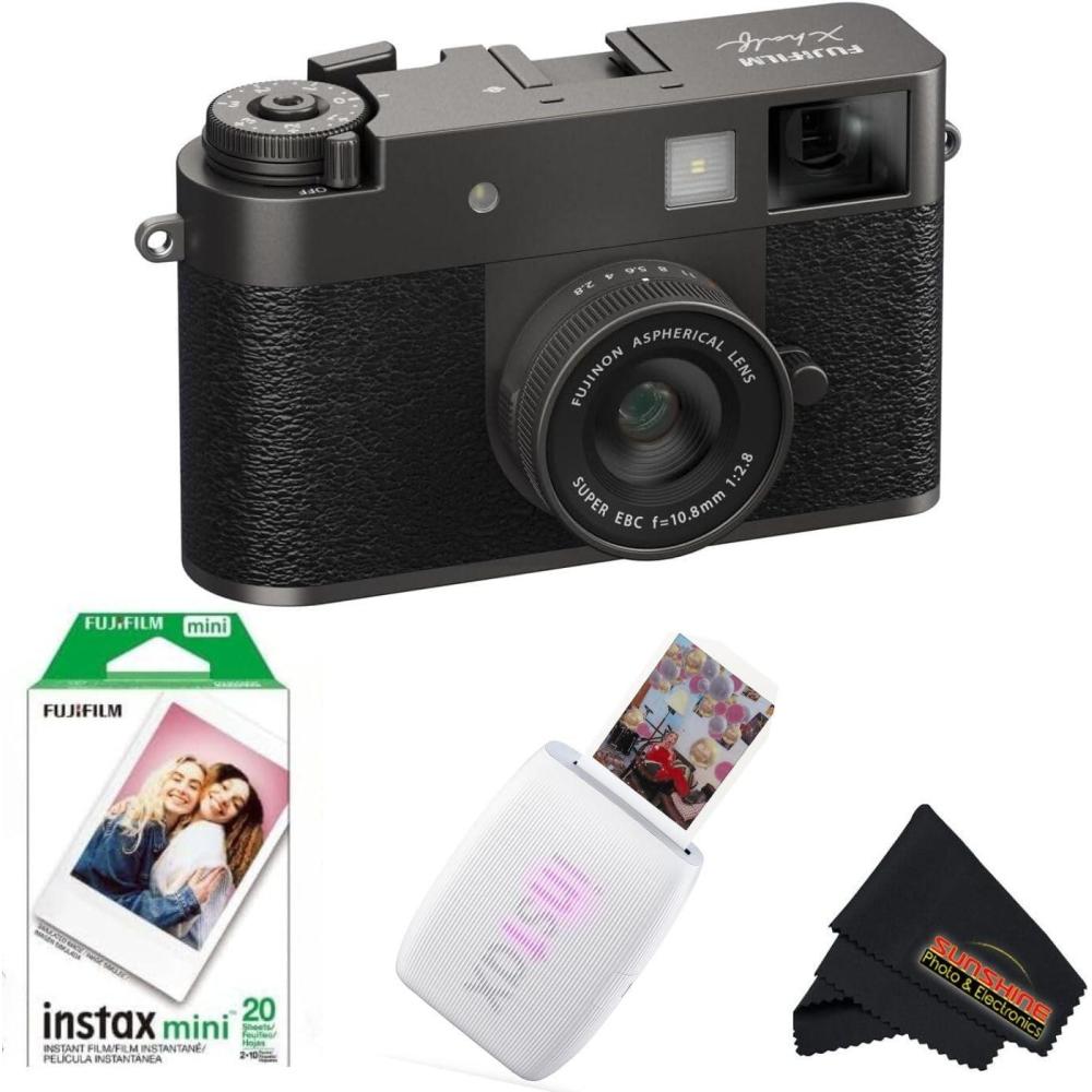 imageFUJIFILM X Half Premium Compact Camera BlackCharcoal Silver Clay White Printer