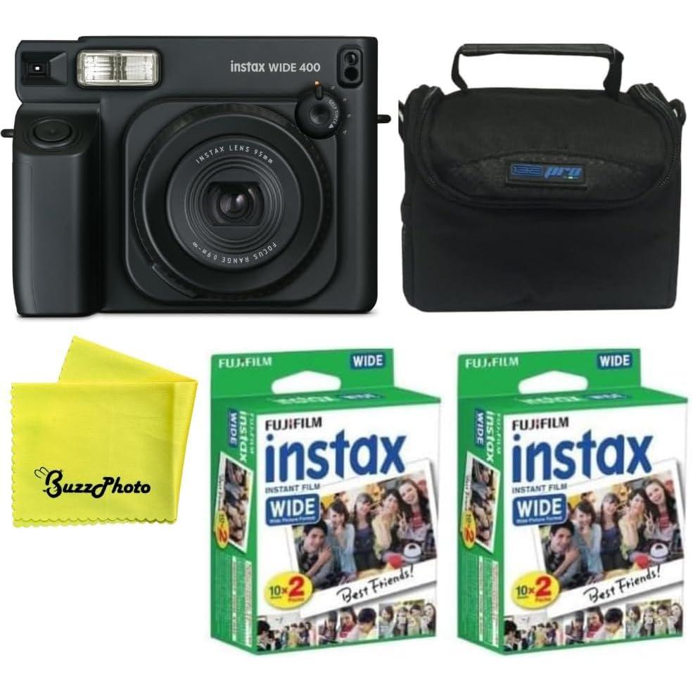 imageFujifilm INSTAX Wide 400 Instant Camera  Sage GreenBlack w 2 Wide Twin Packs  Bag