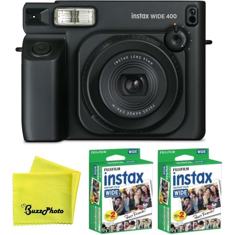 imageFujifilm INSTAX Wide 400 Instant Camera  Sage GreenBlack w 2 Wide Twin Packs