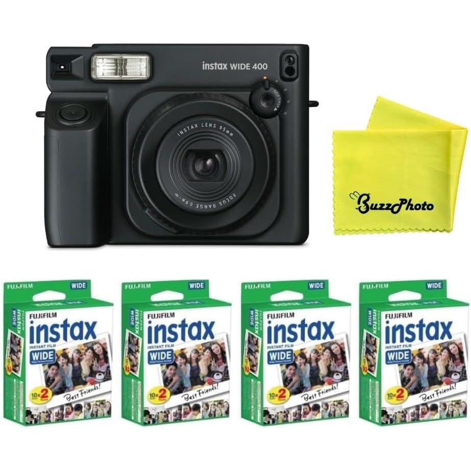 imageFujifilm INSTAX Wide 400 Instant Camera  Sage GreenBlack w 4 Wide Twin Packs