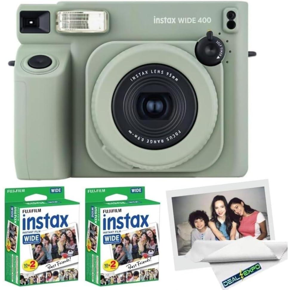imageFujifilm INSTAX Wide 400 Instant Camera  Sage GreenSage Green w 2 Wide Twin Packs