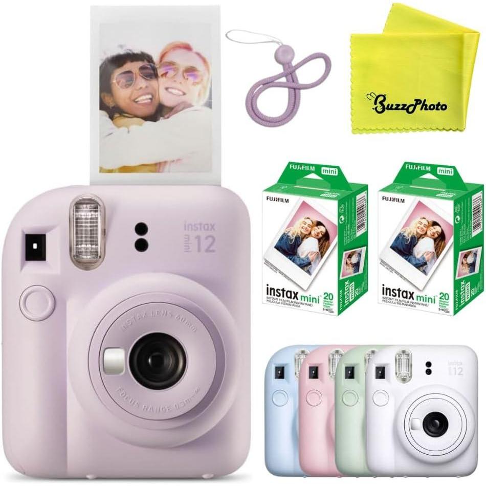 imageFujifilm Instax Mini 12 Instant Film Camera Clay WhiteLilac Purple w 40 Instant Film Sheets