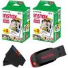 FUJIFILM Instax Mini Instant Film Twin Pack (White), 20 Photos(32 GB USB + 2 x Twin Pack)