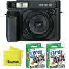 Fujifilm INSTAX Wide 400 Instant Camera – Sage Green(Black w/ 2 Wide Twin Packs)