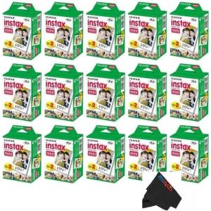 FUJIFILM Instax Mini Instant Film Twin Pack (White), 20 Photos(32 GB USB + 15 x Twin Pack)