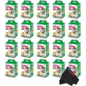 FUJIFILM Instax Mini Instant Film Twin Pack (White), 20 Photos(32 GB USB + 20 x Twin Pack)