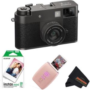 FUJIFILM X Half Premium Compact Camera – Black(Charcoal Silver (Rose Pink Printer))