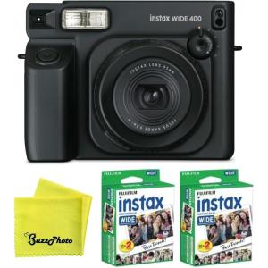Fujifilm INSTAX Wide 400 Instant Camera – Sage Green(Black w/ 2 Wide Twin Packs)