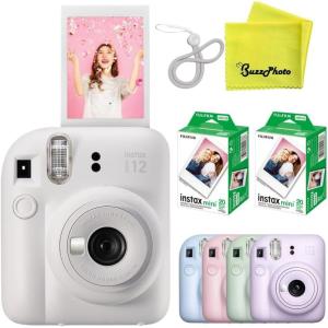 Fujifilm Instax Mini 12 Instant Film Camera, Clay White(Clay White w/ 40 Instant Film Sheets)