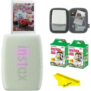 Fujifilm Instax Mini Link 3 Smartphone Printer – Sage Green(w/ 40 Film Sheets + Carrying Case)
